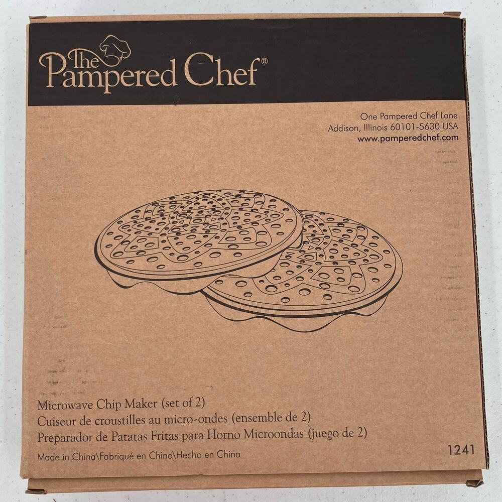 The Pampered Chef Gray 1241 Set Of 2 Microwave Chip Maker Kitchen Tool Gadget